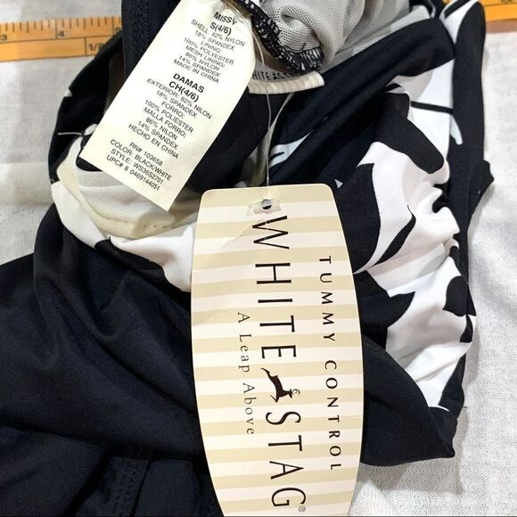 NWT Black/White Tummy Control One Piece Swimsuit Sz S - Picture 2 of 7